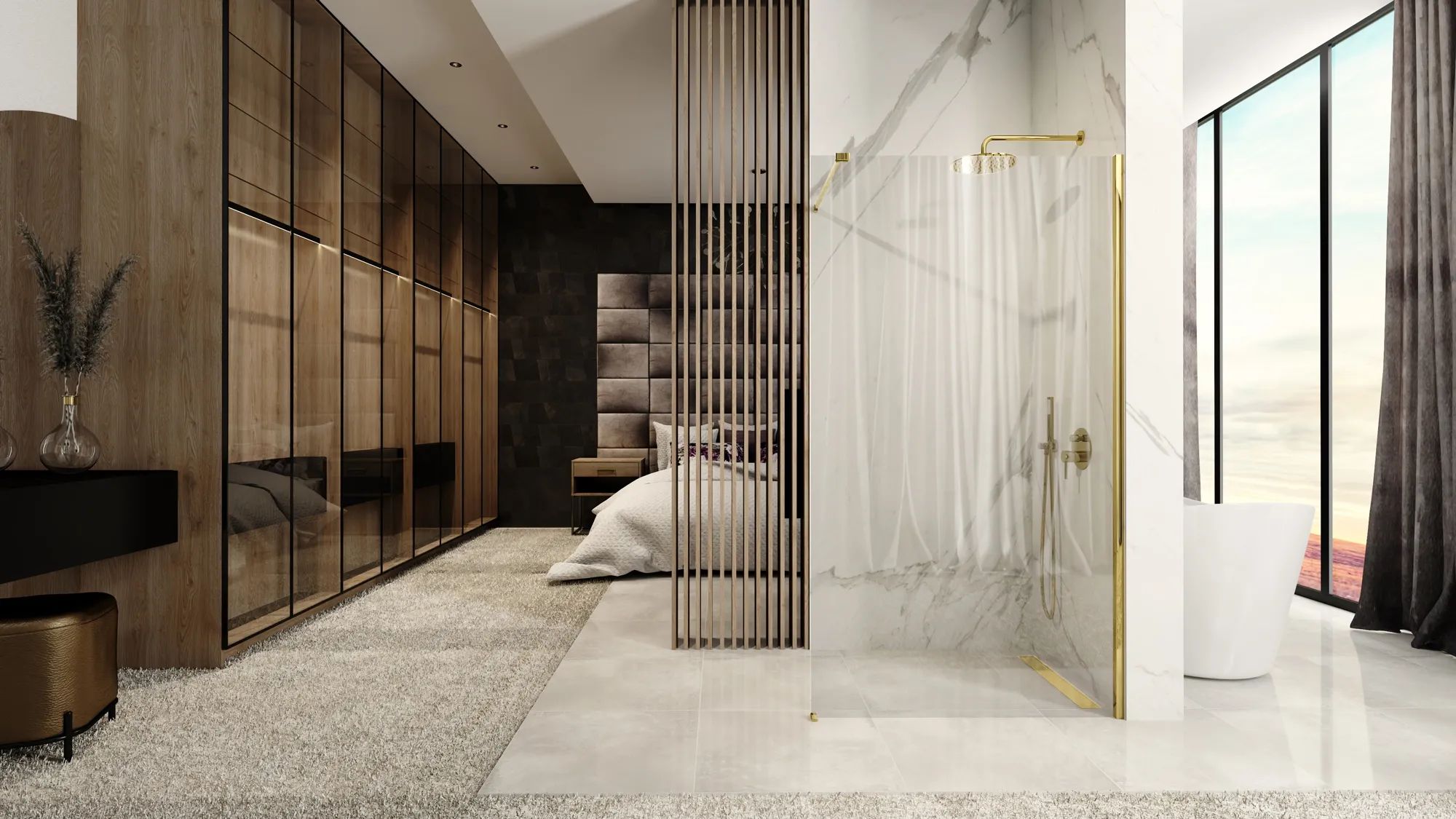Rea Aero Gold Walk-In ścianka prysznicowa 80 cm złoty połysk/szkło przezroczyste REA-K8439