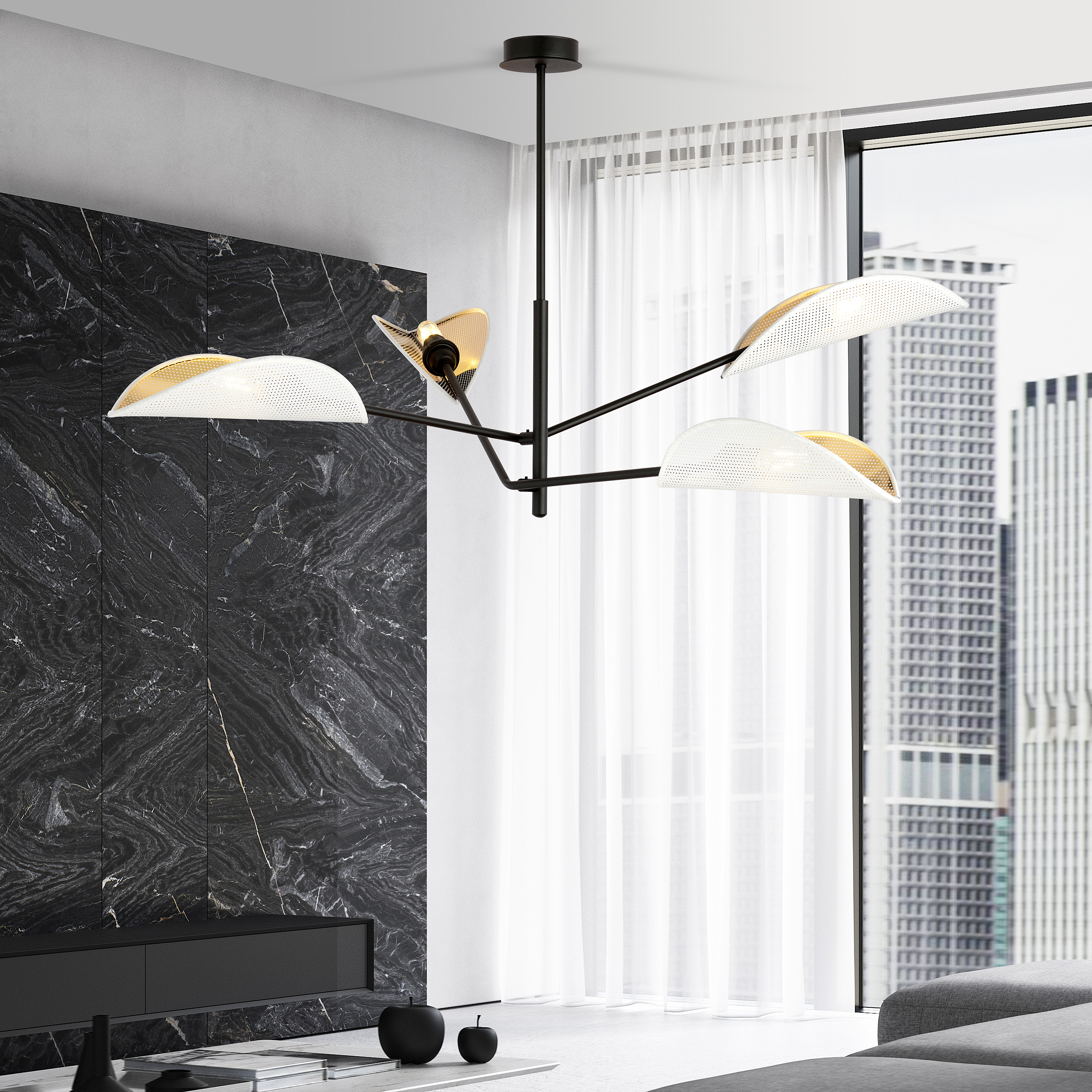 Emibig Vene lampa podsufitowa 4x10 W biała-czarna-złota 1159/4