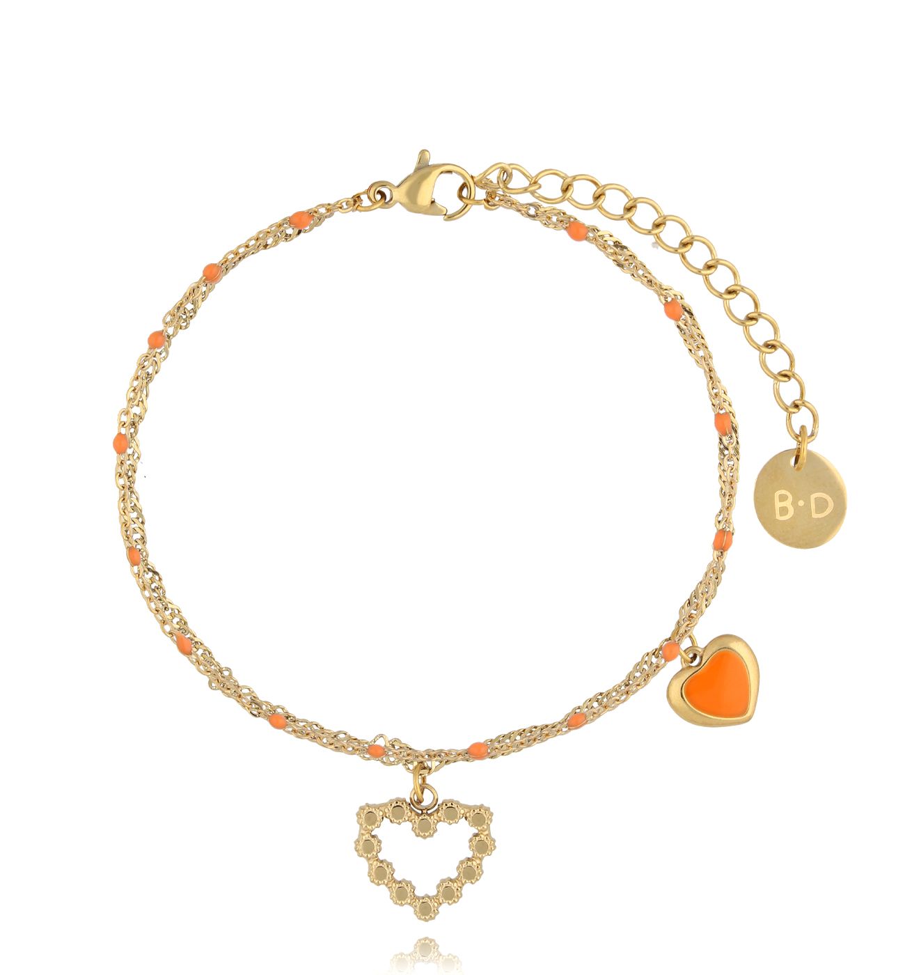 Bransoletka pomarańczowa z sercami Fiery Love BSY0013 - By Dziubeka