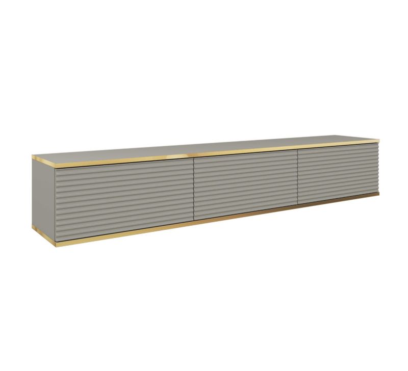 Długa szafka RTV MINIO go for it ORINO MDF 175 cm szara ze złotymi detalam ,1 szt.