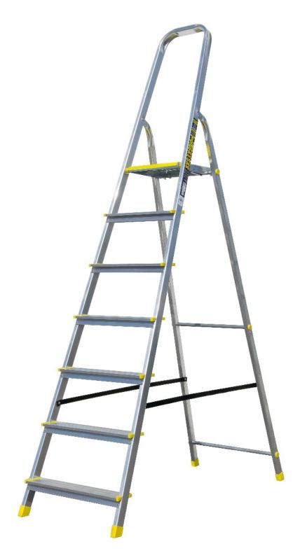 Drabina aluminiowa 7-stopniowa 150kg Bayersystem BS-DA7 profesjonalna 1 szt.