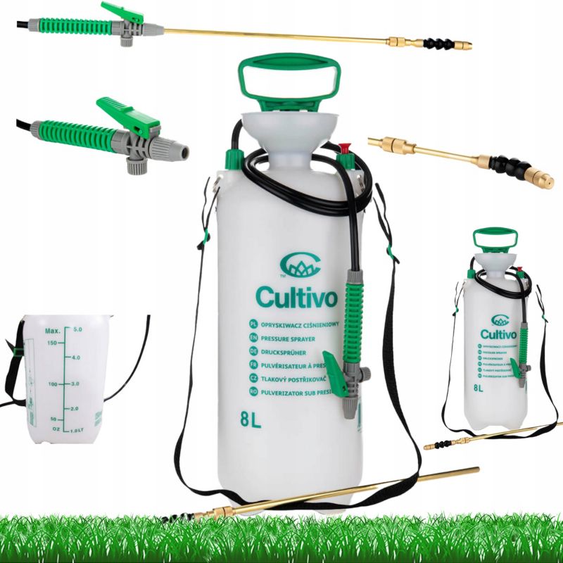 Opryskiwacz Cultivo Ręczny 8l Ciśnieniowy Teleskopowa miedziana Lanca 38-91 cm 1 szt