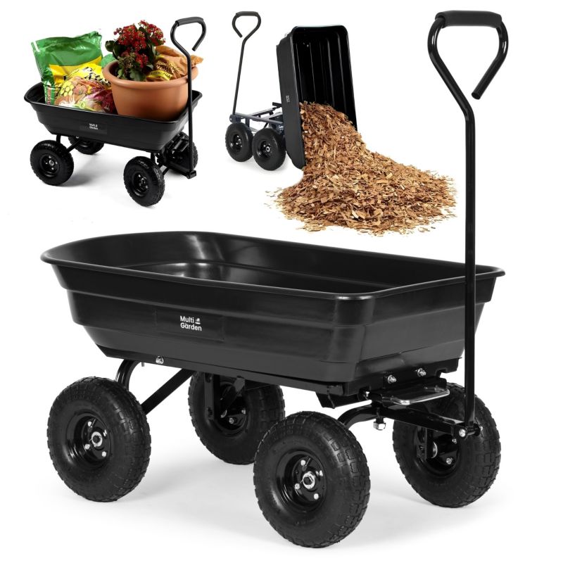 Wózek transportowy MultiGarden ogrodowy taczka wywrotka 75L 200 kg duże pompowane koła 1 szt