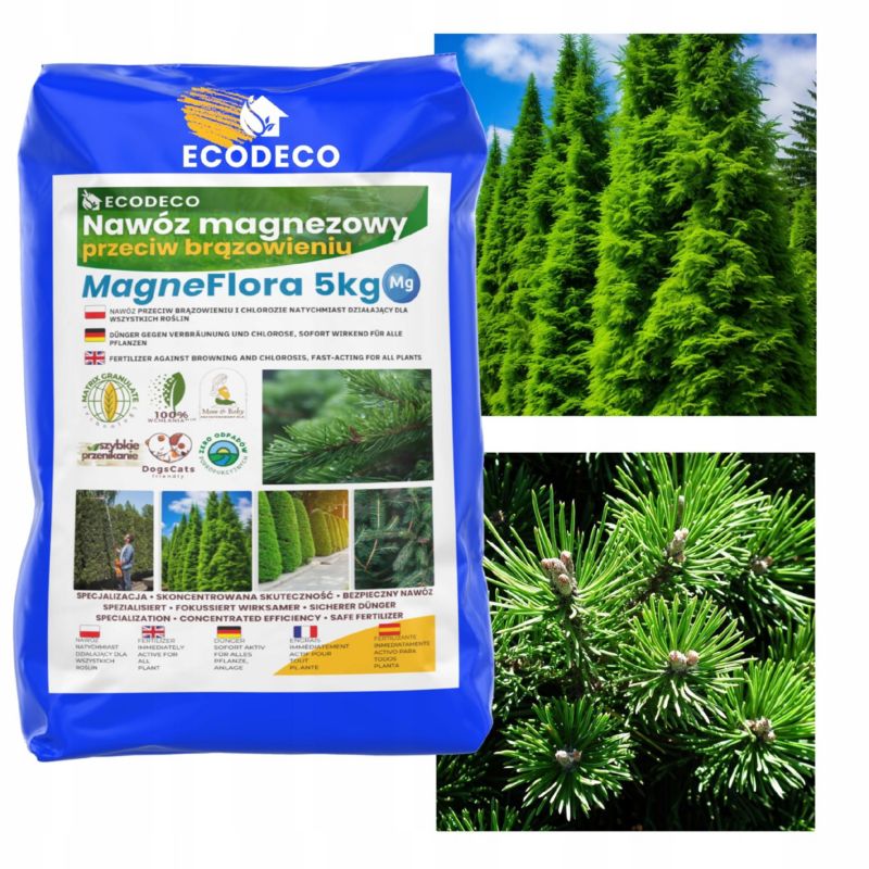 Nawóz magnezowy Eco Deco 5 kg granulat wieloskładnikowy 58% hydrat magnezu 100-140 m2 1 szt.