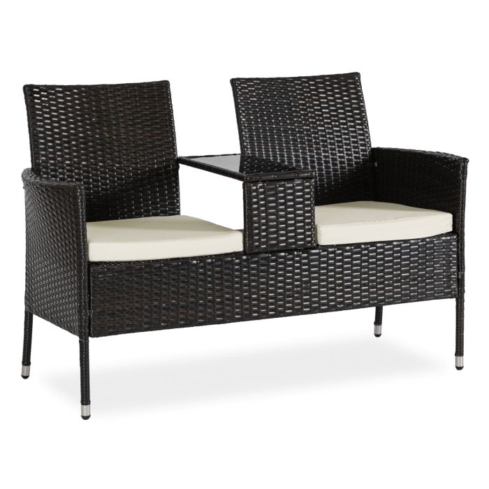 Sofa Ogrodowa Kent Mebel Elite 2-osobowa ze Stolikiem Technorattan Brąz 1 szt