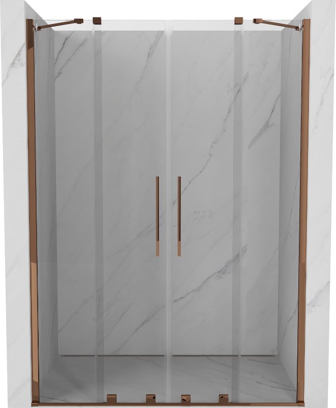 Drzwi prysznicowe przesuwne Mexen Velar różowe złoto 150x200 cm 1 szt.