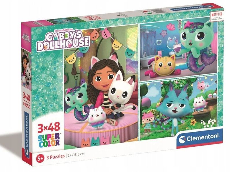 Puzzle 3 x 48 el. Supercolor Gabby"s DollHouse