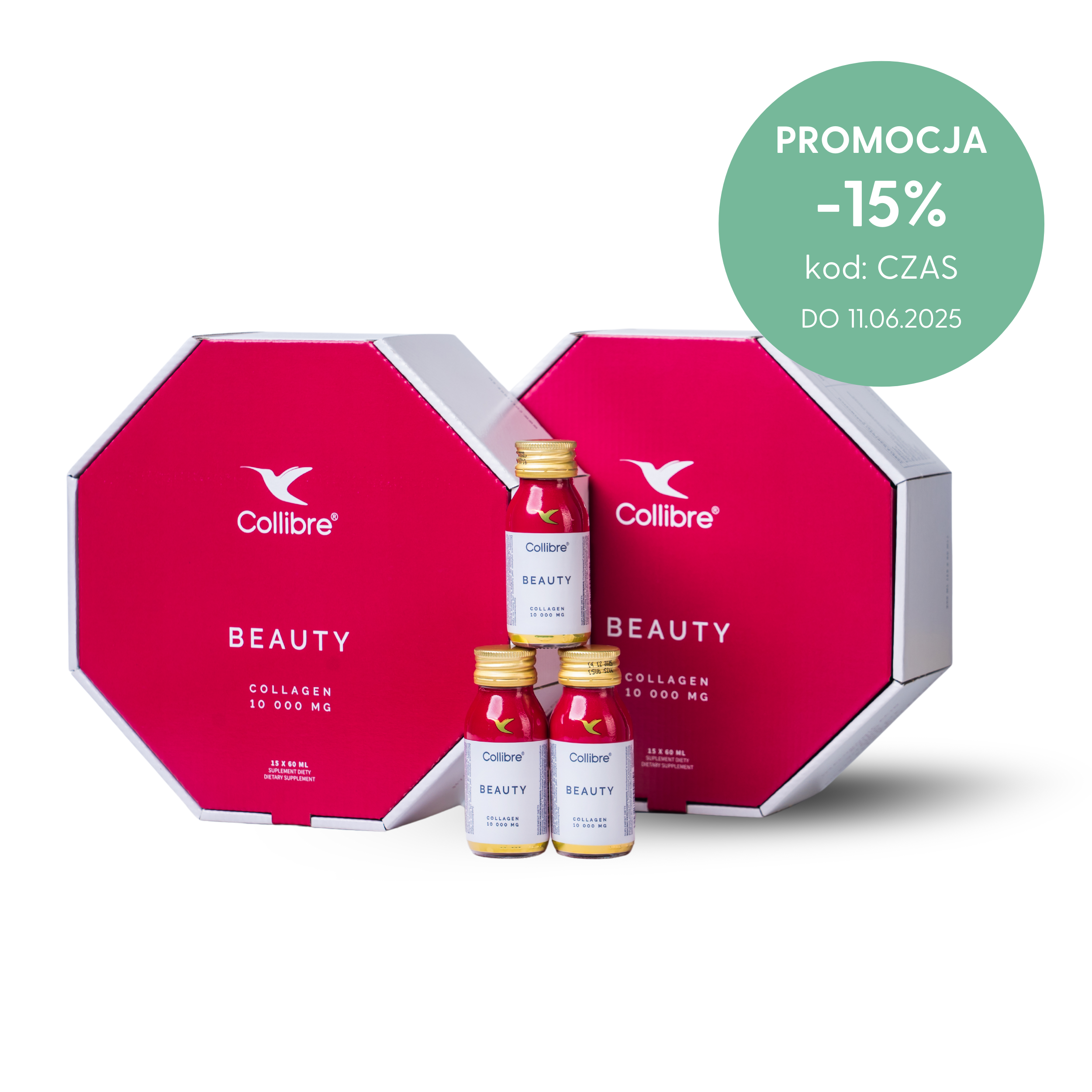 Collibre - Beauty Shot Kolagen do picia - Jędrna skóra, 30 butelek (Zawartość zestawu: 30 butelek x 60 ml)