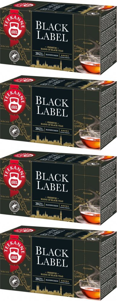 4x Herbata czarna w torebkach Teekanne Black Label, 20 sztuk x 2g