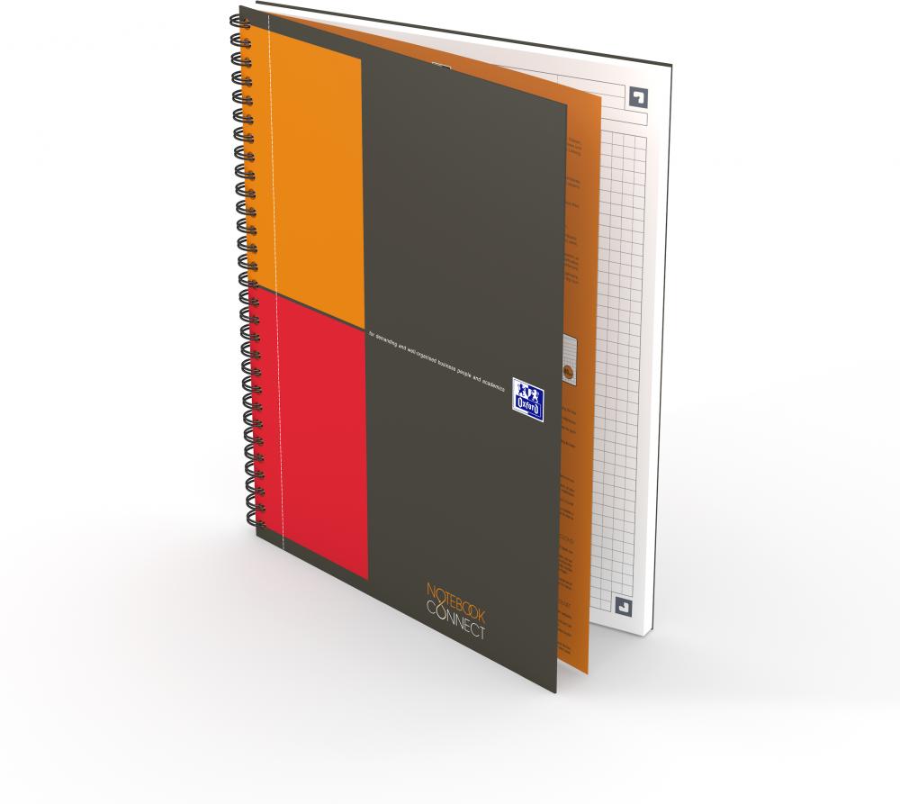 Kołonotatnik Oxford International Notebook B5, w kratkę, 80 kartek, okładka kartonowa, szary