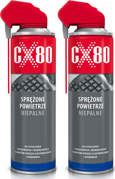 2x Sprężone powietrze do czyszczenia sprzętu elektronicznego CX80, niepalne, 500ml