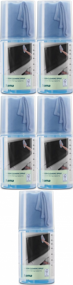 5x Zestaw czyszczący Hama do ekranów LCD / TFT, płyn 200ml + ściereczka z mikrofibry 20x20cm