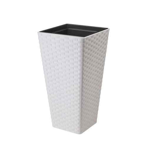 1 buc, Set de mască și ghiveci pătrat Ratan Slim, alb, 30 cm - : Mod de ambalare: 1 buc