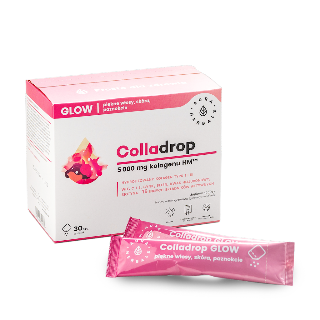 Colladrop Glow kolagen morski 5000mg saszetki 30szt Auraherbals