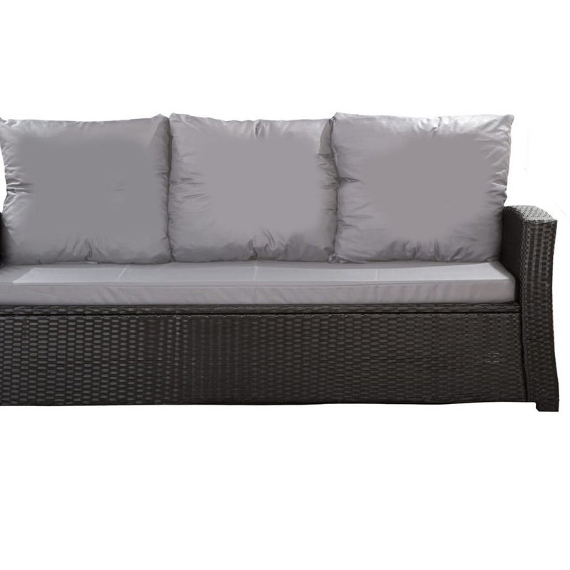 Poduszki na meble ogrodowe technorattanowe sofę 140x60x50cm Szara Zestaw poduszek na meble ogrodowe technorattan zdejemowany pokrowiec