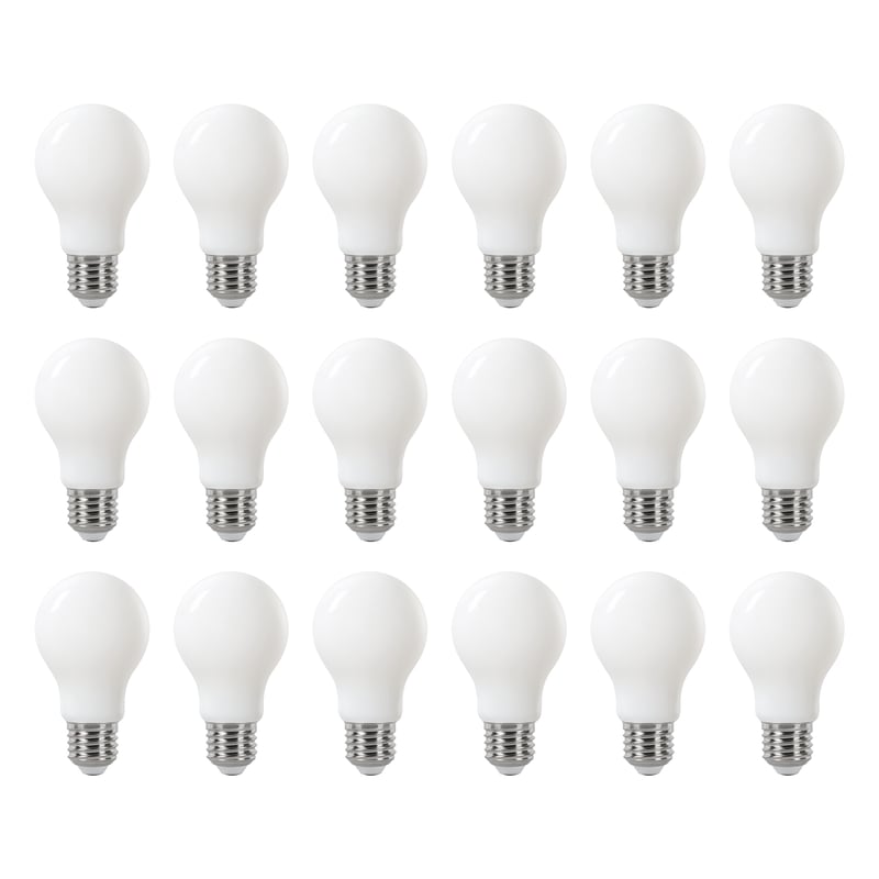 LEXMAN - Opakowanie 18 żarówek LED nieprzezroczystych - E27 - 1521LM - 11,2 W, co odpowiada 100 W - Ø 60 mm - 2700 K - Ciepła biel