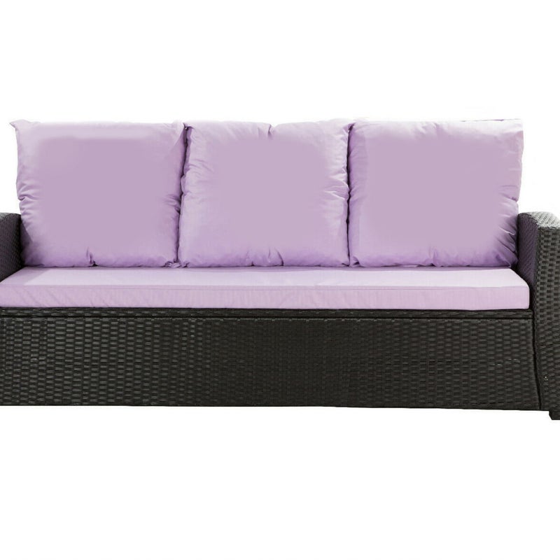 Poduszki na meble ogrodowe technorattanowe sofę 3-osobową 160x50x50cm Fioletowa Zestaw poduszek na meble ogrodowe technorattan zdejemowany pokrowiec