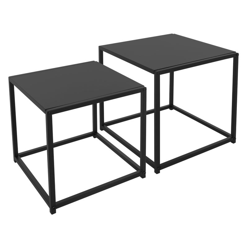 Stolik boczny zestaw 2 stolików Sofa Stolik nocny Stolik kawowy Metal Black