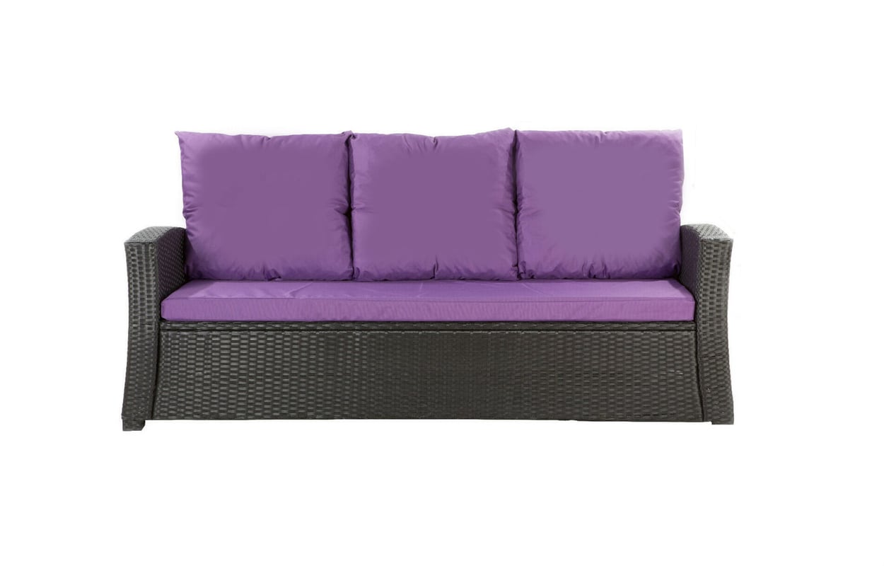 Poduszki na meble ogrodowe technorattanowe sofę 140x60x50cm Fioletowa Zestaw poduszek na meble ogrodowe technorattan zdejemowany pokrowiec