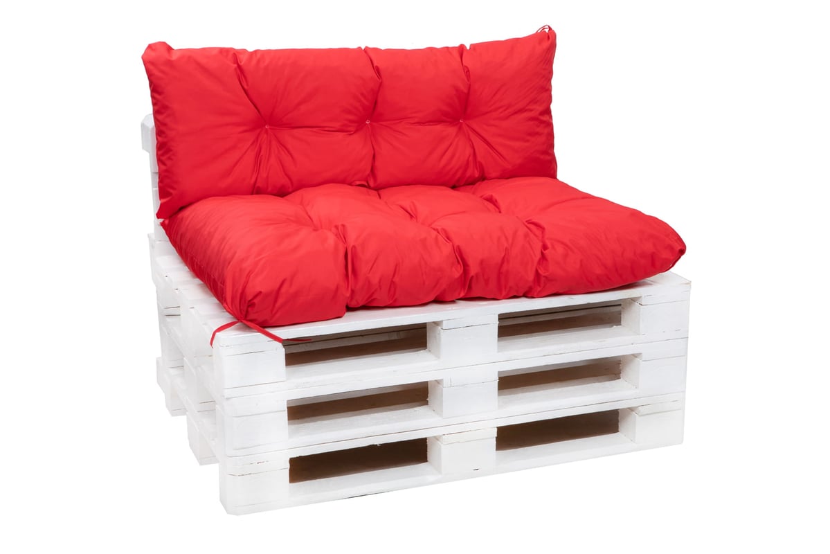 Zestaw poduszek na palety 120x50 Siedzisko-Oparcie 120x40cm poduszki na palety Czerwone poduszki na palety ogrodowe poduszki na meble