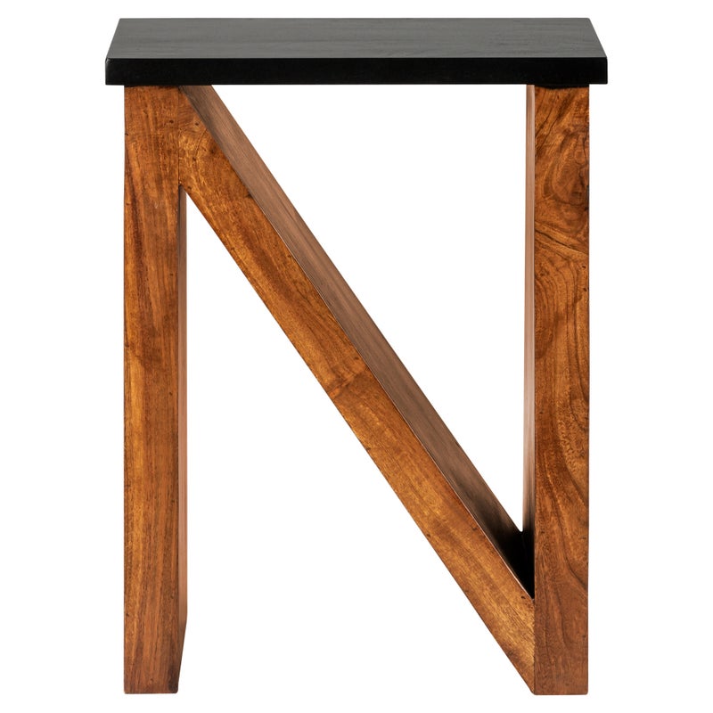 WOMO-DESIGN Stolik Neuss N-Form 60 cm brazowo-czarny lite drewno akacjowe drewno country styl design recznie robiony stolik kawowy stolik do salonu