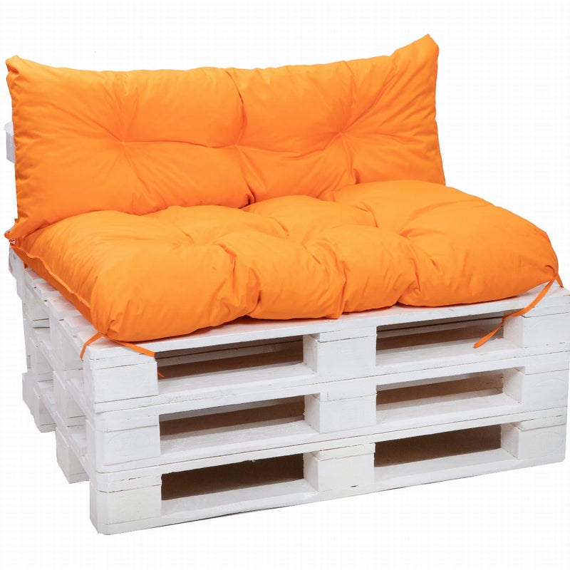 Zestaw poduszek na palety 120x50 Siedzisko-Oparcie 120x40cm poduszki na palety Pomarańczowe poduszki na palety ogrodowe poduszki na meble