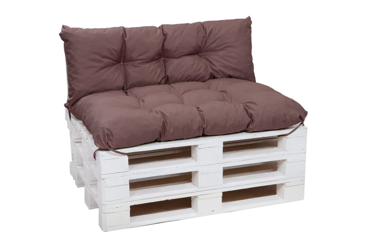 Zestaw poduszek na palety 120x50 Siedzisko-Oparcie 120x40cm poduszki na palety Brązowe poduszki na palety ogrodowe poduszki na meble