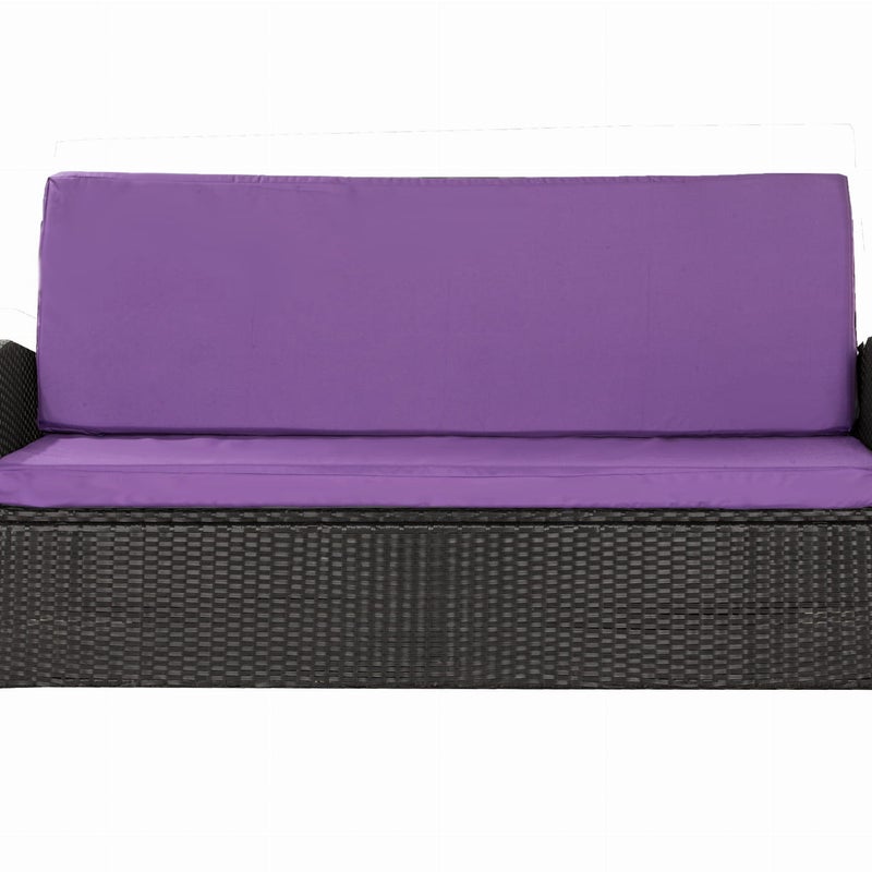 Komplet poduszkek na sofę rattanową 150x50x50cm Fioletowa Zestaw poduszek na meble ogrodowe technorattan poduszki na meble zdejemowany pokrowiec