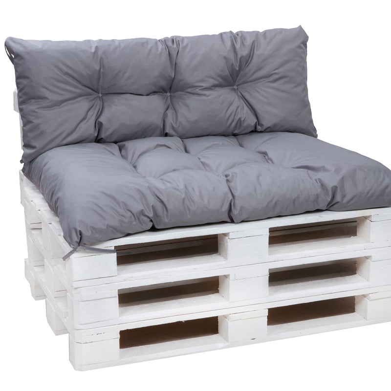 Zestaw poduszek na palety 120x50 Siedzisko-Oparcie 120x40cm poduszki na palety Szare poduszki na palety ogrodowe poduszki na meble