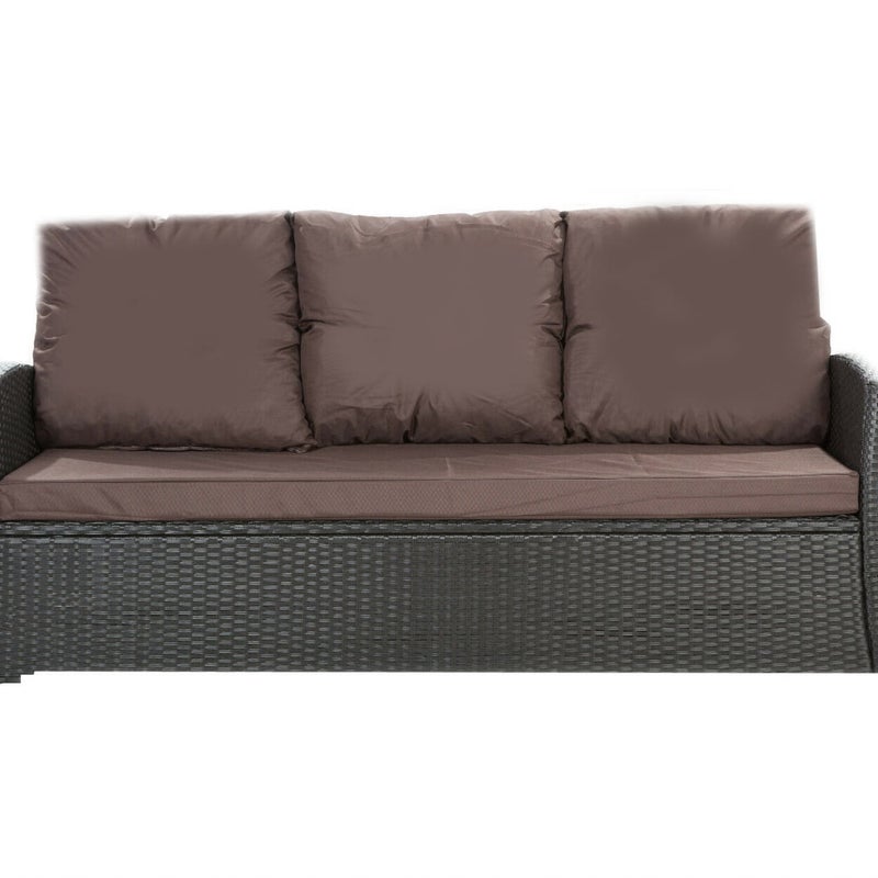 Poduszki na meble ogrodowe technorattanowe sofę 3-osobową 150x50x50cm Brązowa Zestaw poduszek na meble ogrodowe technorattan zdejemowany pokrowiec