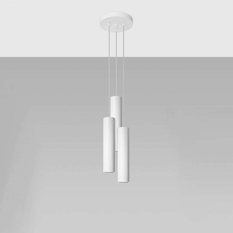 Lampa wisząca LAGOS 3P biała, nowoczesna - 20x20x110cm Sollux