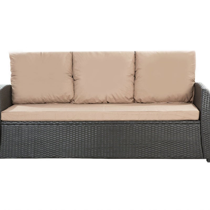 Poduszki na meble ogrodowe technorattanowe sofę 3-osobową 170x50x50cm Beżowa Zestaw poduszek na meble ogrodowe rattan zdejemowany pokrowiec