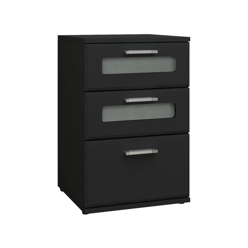 Stól boczny czarny Dresser Nightstand 3 szuflady Tabela