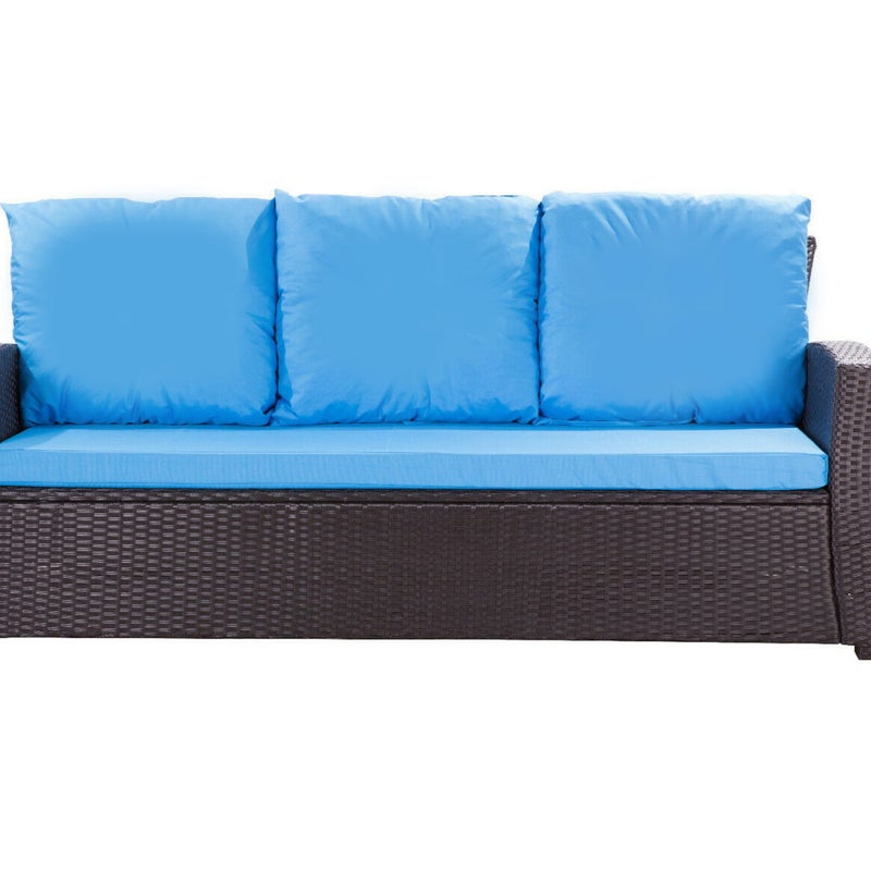 Poduszki na meble ogrodowe technorattanowe sofę 3-osobową 170x50x50cm Niebieskie Zestaw poduszek na meble ogrodowe rattan zdejemowany pokrowiec
