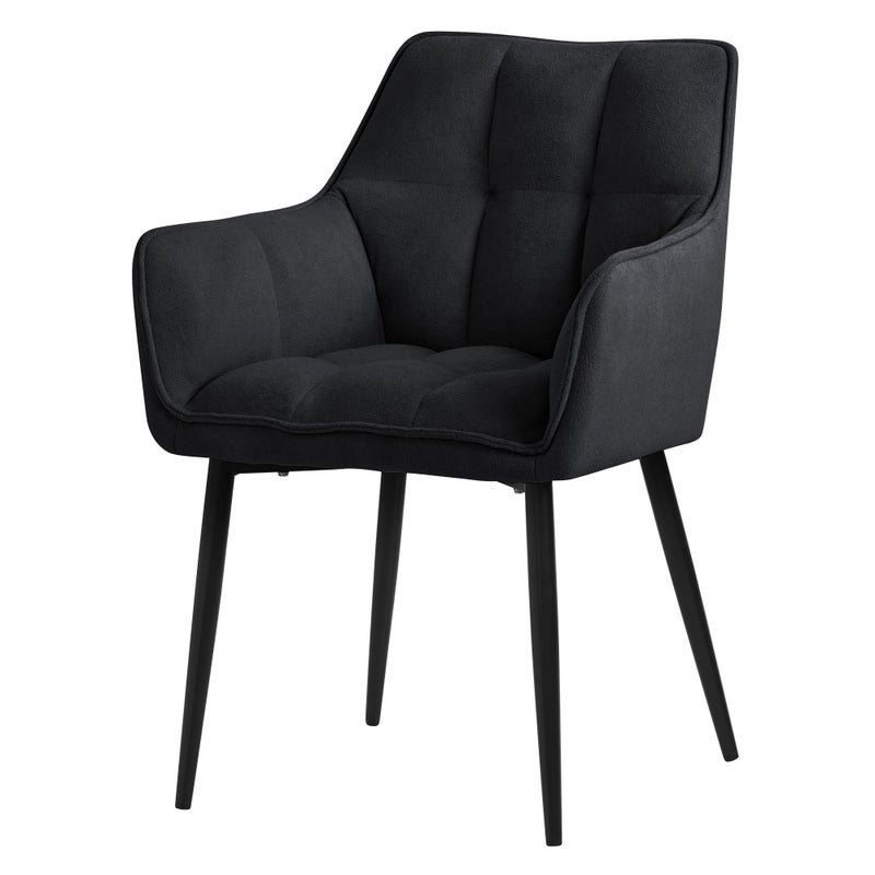 ML-Design krzesla do jadalni z tkaniny frotte, czarne, krzeslo kuchenne z grubym tapicerowanym siedziskiem i metalowymi nogami, krzeslo do salonu z