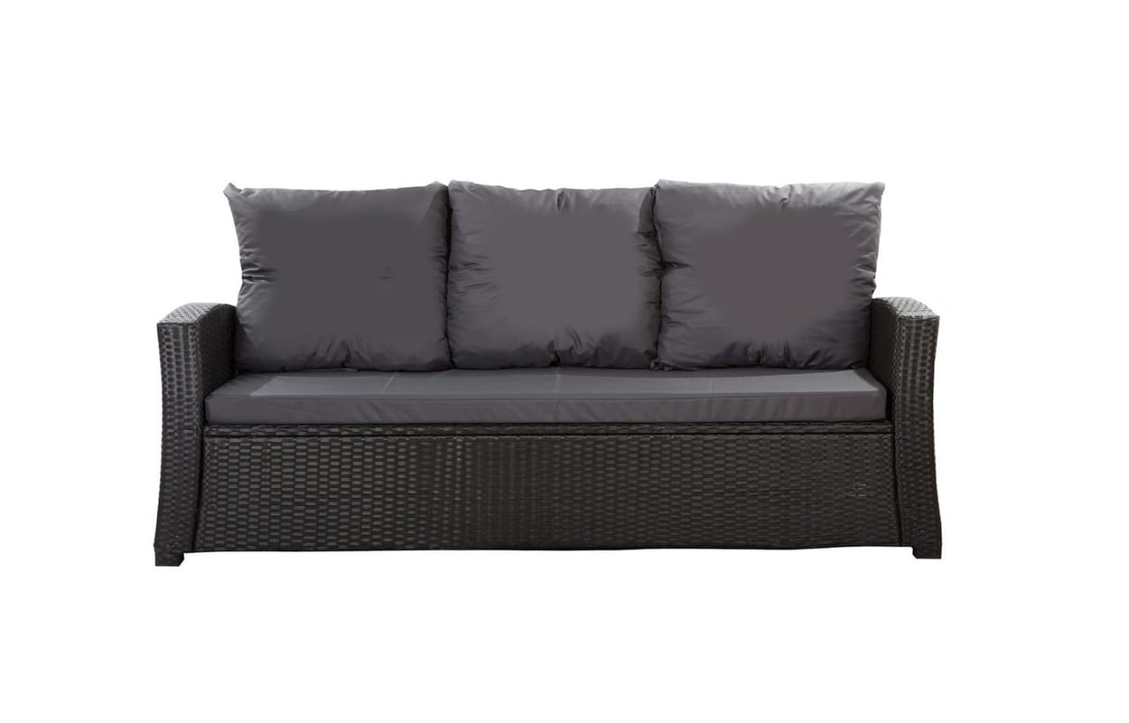 Poduszki na meble ogrodowe technorattanowe sofę 3-osobową 160x50x50cm Czarna Zestaw poduszek na meble ogrodowe technorattan zdejemowany pokrowiec