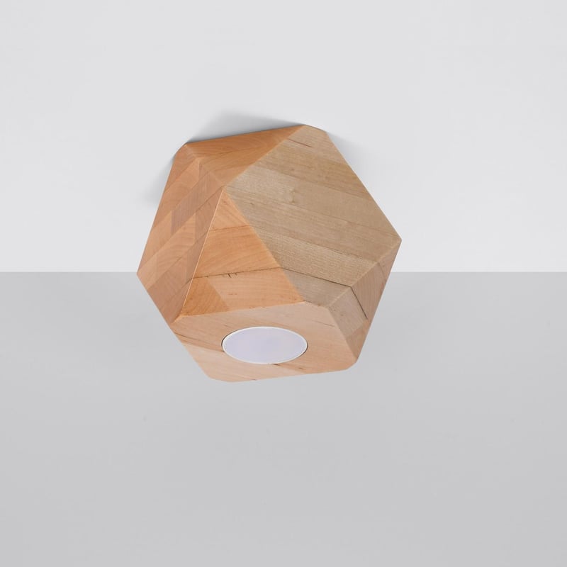 Plafon WOODY 1 drewno naturalne, skandynawski - 12x12x12cm Sollux