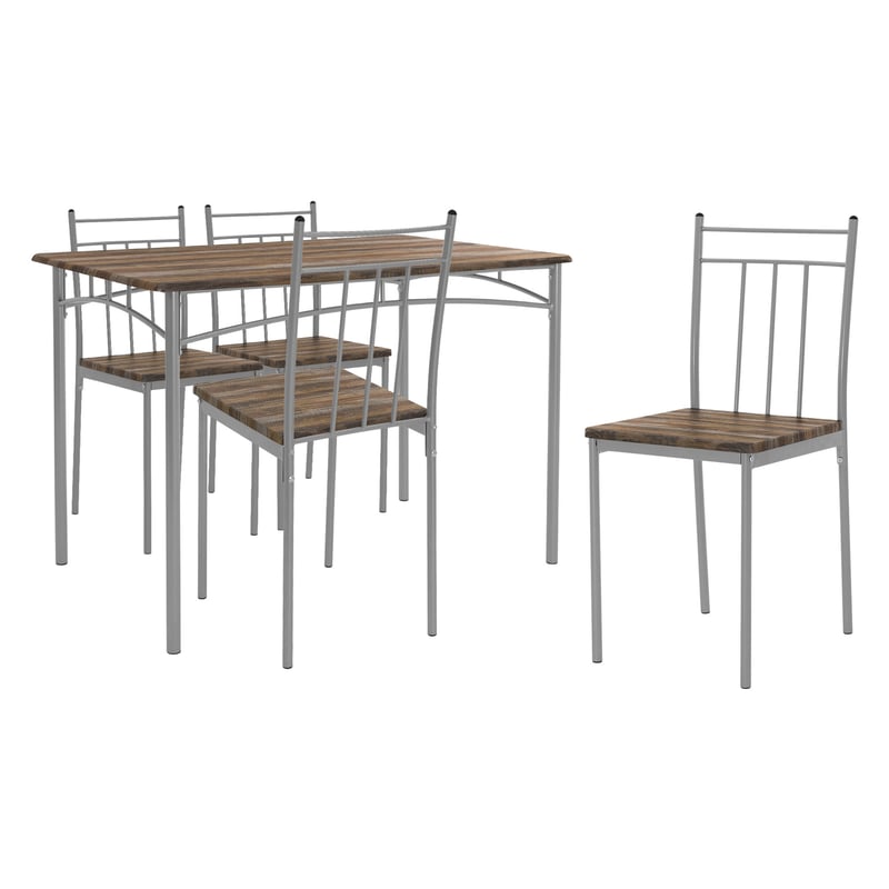 ML-Design stól jadalniany z 4 krzeslami, drewno driftowe, zestaw jadalniany 5-czesciowy dla 4 osób, drewno, krzesla jadalniane z metalowymi nogami,