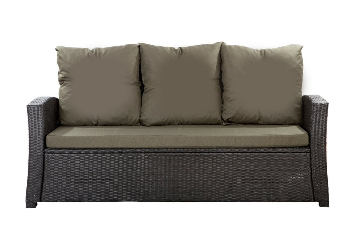 Poduszki na meble ogrodowe technorattanowe sofę 3-osobową 150x50x50cm Zielona Zestaw poduszek na meble ogrodowe technorattan zdejemowany pokrowiec