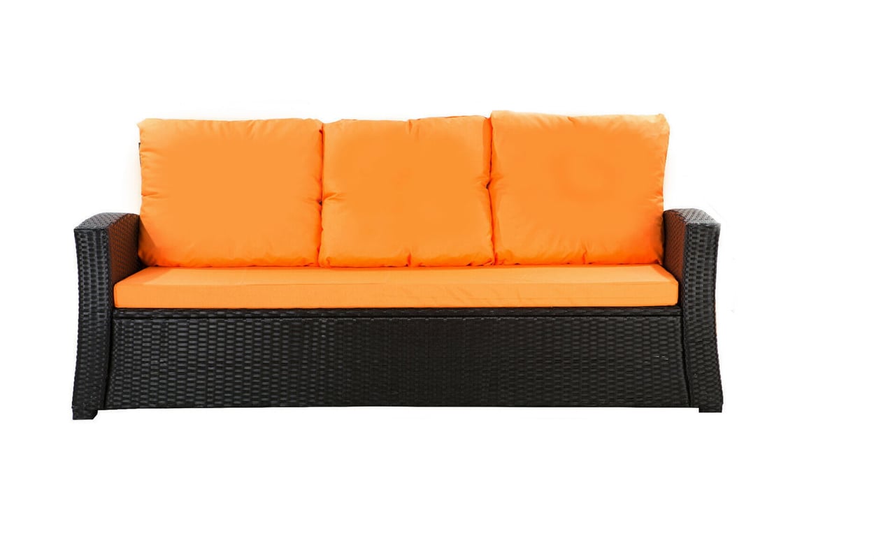 Poduszki na meble ogrodowe technorattanowe sofę 3-osobową 170x50x50cm Pomarańczowa Zestaw poduszek na meble ogrodowe rattan zdejemowany pokrowiec