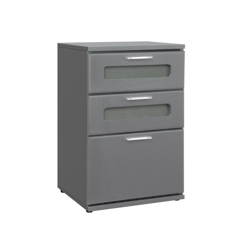 Stolik boczny szary Dresser Nightstand 3 szuflady Tabela