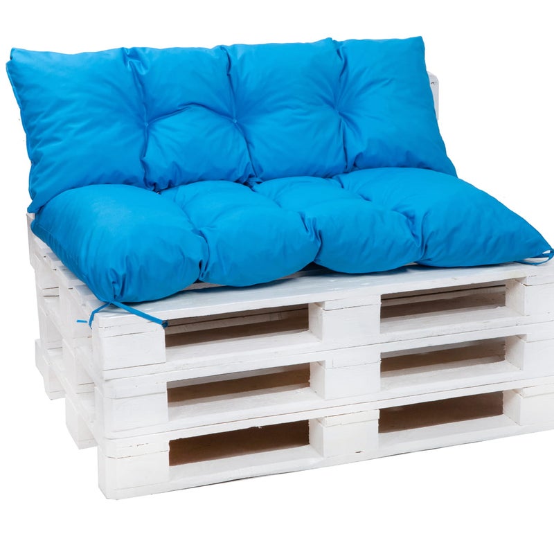 Zestaw poduszek na palety 120x50 Siedzisko-Oparcie 120x40cm poduszki na palety Niebieskie poduszki na palety ogrodowe poduszki na meble