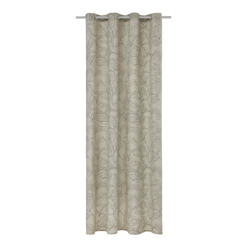 INSPIRE - Zasłona zaciemniająca LEONY - szer. 140 x wys. 280 cm - Bawełna - Beżowa - Zasłona z wzorem liści