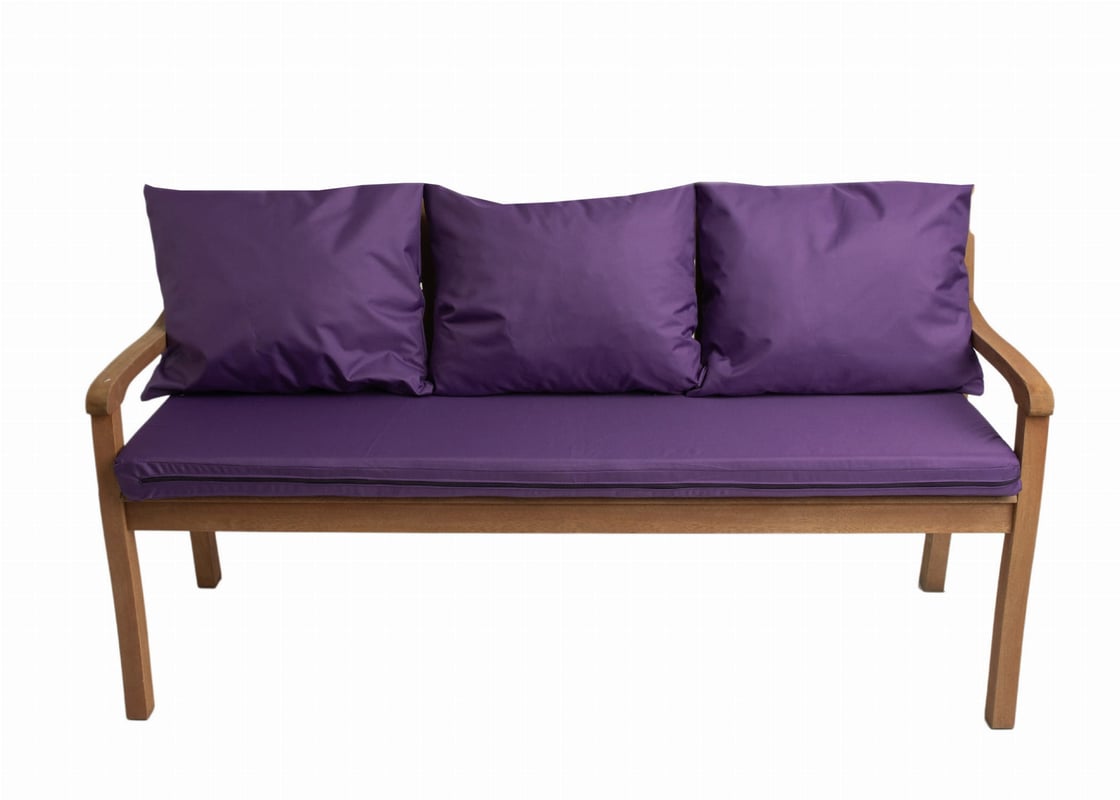 Poduszka ogrodowa na ławkę 150x60x7cm/3x50x56cm Poduszka na ławkę Fioletowa poduszka na meble ogrodowe Wygodne poduszki na sofę 3 osobową balkon