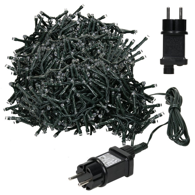 ECD Germany Lancuch swietlny, PVC, kolor swiatla cieply bialy, dlugosc 20m, 1000 LED, lancuch swietlny, Boze Narodzenie, choinka, oswietlenie