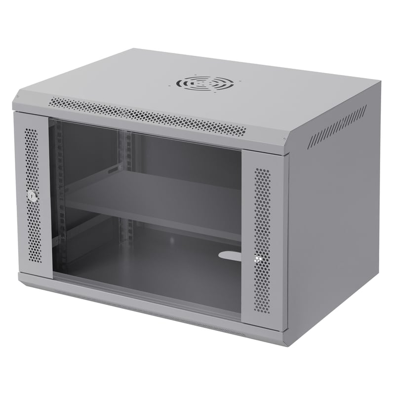 ECD Germany Szafa rack 7U obudowa serwerowa 19 cali kolor szary montaz na scianie glebokosc 450 mm wymiary 600 x 420 x 450 mm w pelni zlozona drzwi z
