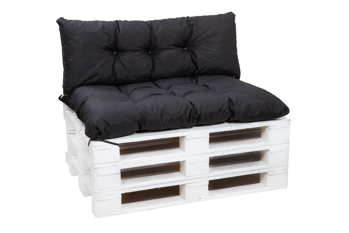 Zestaw poduszek na palety 120x50 Siedzisko-Oparcie 120x40cm poduszki na palety Czarne poduszki na palety ogrodowe poduszki na meble