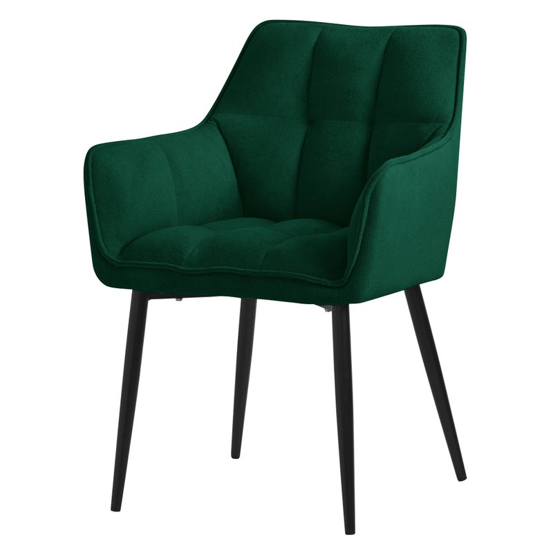 ML-Design krzesla do jadalni z tkaniny frotte, ciemnozielone, krzeslo kuchenne z grubym tapicerowanym siedziskiem i metalowymi nogami, krzeslo do