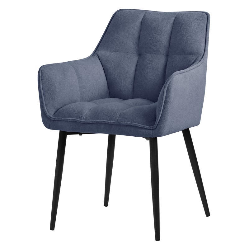 ML-Design krzesla do jadalni z tkaniny frotte, niebieskie, krzeslo kuchenne z grubym tapicerowanym siedziskiem i metalowymi nogami, krzeslo do salonu