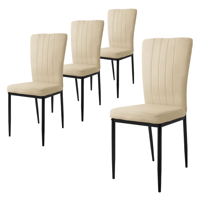 ML-Design zestaw 4 krzesel do jadalni z aksamitnym obiciem, taupe, krzesla kuchenne z oparciem, tapicerowane krzeslo z metalowymi nogami, ergonomiczne